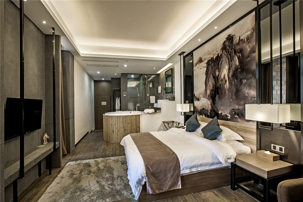 焦作九曲竹文化主題民宿酒店客房裝修設(shè)計實景圖